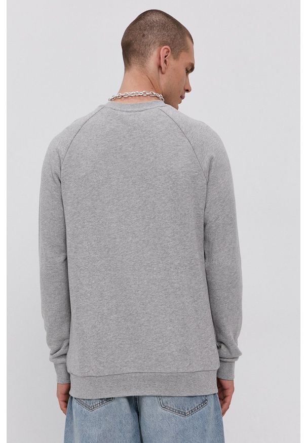 adidas Originals - Bluza bawełniana. Okazja: na co dzień. Kolor: szary. Materiał: bawełna. Długość rękawa: raglanowy rękaw. Wzór: nadruk. Styl: casual