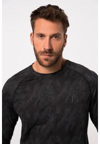 JAY-PI - Męska Koszulka z długim rękawem FLEXNAMIC® fitness okrągły dekolt. Kolekcja: plus size. Kolor: czarny. Materiał: elastan, poliester, materiał. Długość rękawa: długi rękaw. Długość: długie. Wzór: nadruk. Sport: fitness