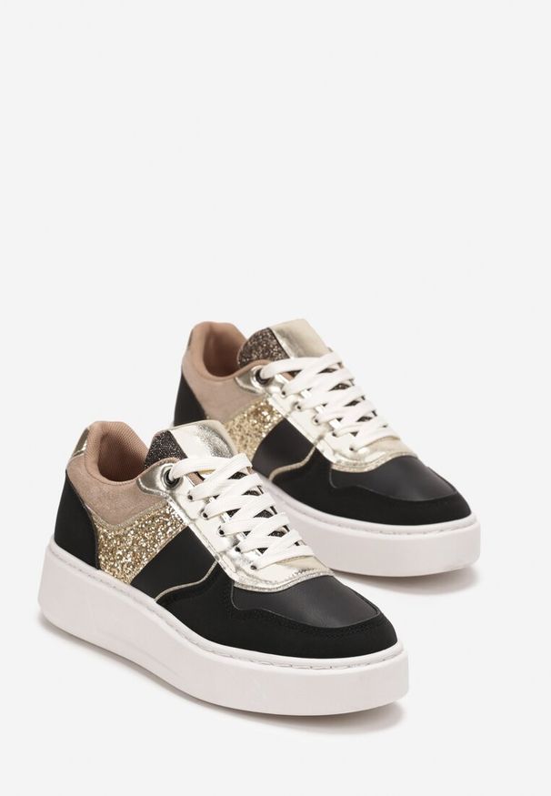 Born2be - Czarne Sneakersy na Grubej Podeszwie Inise. Kolor: czarny