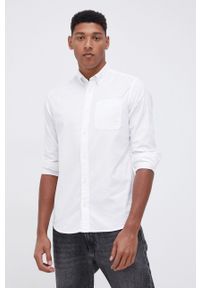 Premium by Jack&Jones Koszula męska kolor biały slim z kołnierzykiem button-down. Typ kołnierza: button down. Kolor: biały. Materiał: tkanina, bawełna. Długość rękawa: długi rękaw. Długość: długie. Wzór: gładki #5