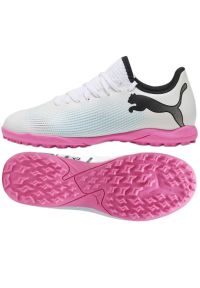 Buty Puma Future 7 Play Tt Jr 107737 01 białe. Kolor: biały. Materiał: syntetyk, guma, materiał. Szerokość cholewki: normalna. Sport: piłka nożna