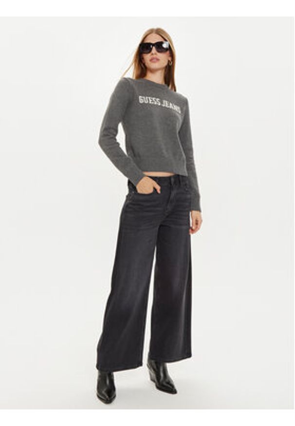 Guess Jeans Sweter W4BR10 Z3HM1 Szary Regular Fit. Kolor: szary. Materiał: bawełna