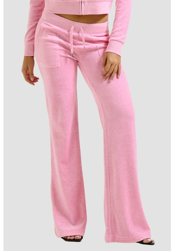 Juicy Couture - JUICY COUTURE Różowe damskie spodnie dresowe Layla Low Rise Pocket, Rozmiar M. Kolor: różowy. Materiał: dresówka