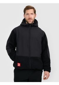 4f - 4F Polar sherpa loose z kapturem męski - czarny S. Typ kołnierza: kaptur. Kolekcja: plus size. Kolor: czarny. Materiał: polar #1