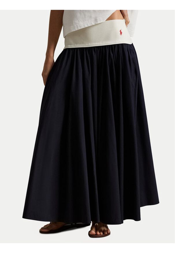 Polo Ralph Lauren Spódnica trapezowa 211A96329001 Granatowy Regular Fit. Kolor: niebieski. Materiał: bawełna