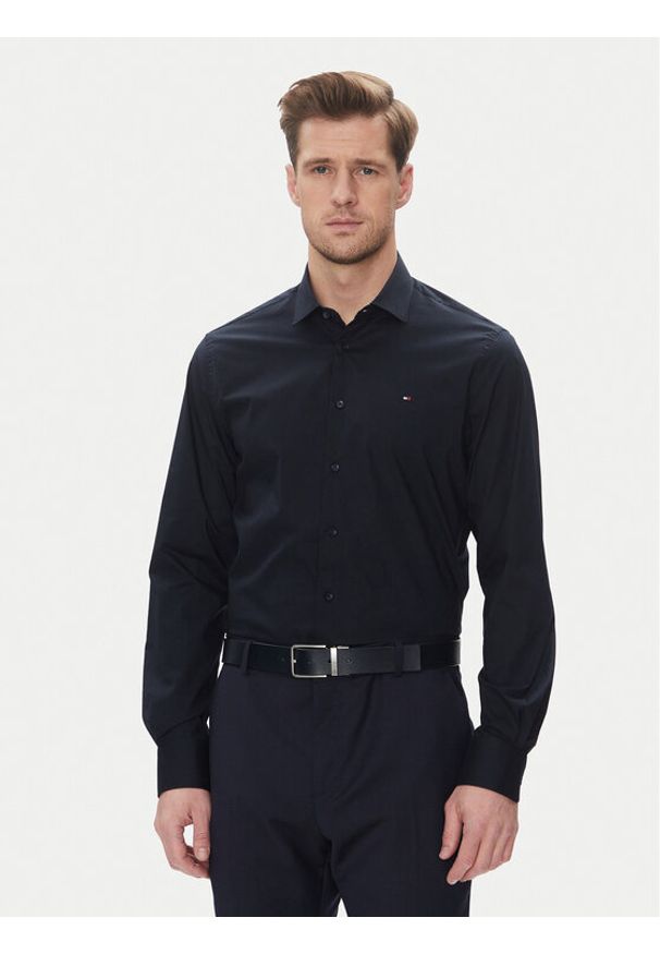TOMMY HILFIGER - Tommy Hilfiger Koszula MW0MW39279 Granatowy Slim Fit. Kolor: niebieski. Materiał: bawełna