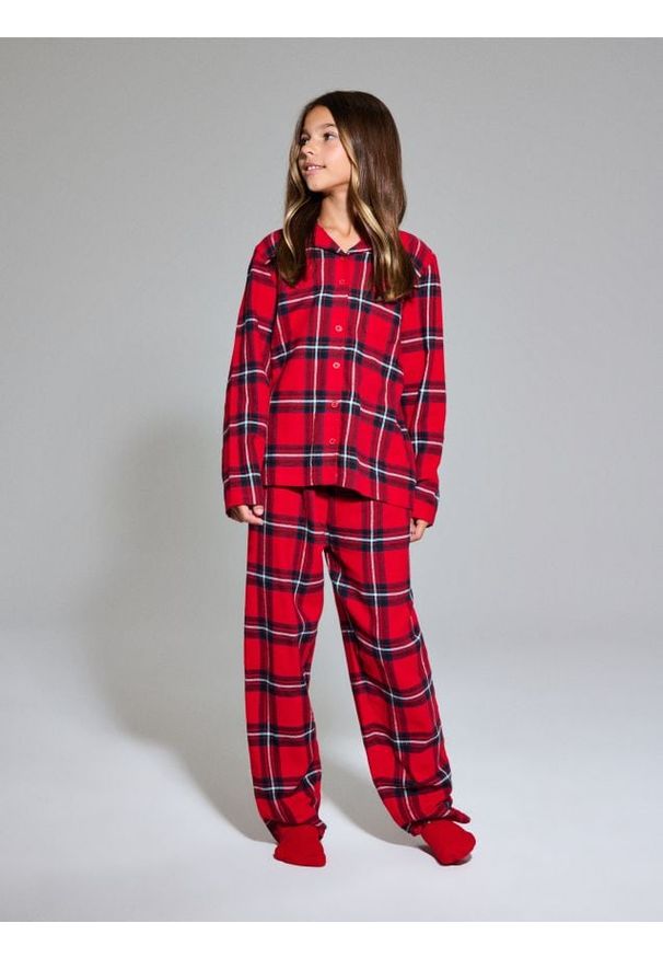 Sinsay - Piżama flanelowa w kratę - czerwony. Kolor: czerwony