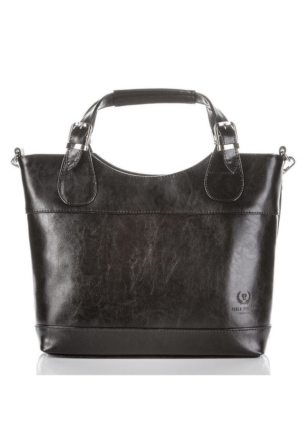 Skórzana torebka damska czarna PAOLO PERUZZI GA309. Kolor: czarny. Materiał: skórzane. Rodzaj torebki: do ręki