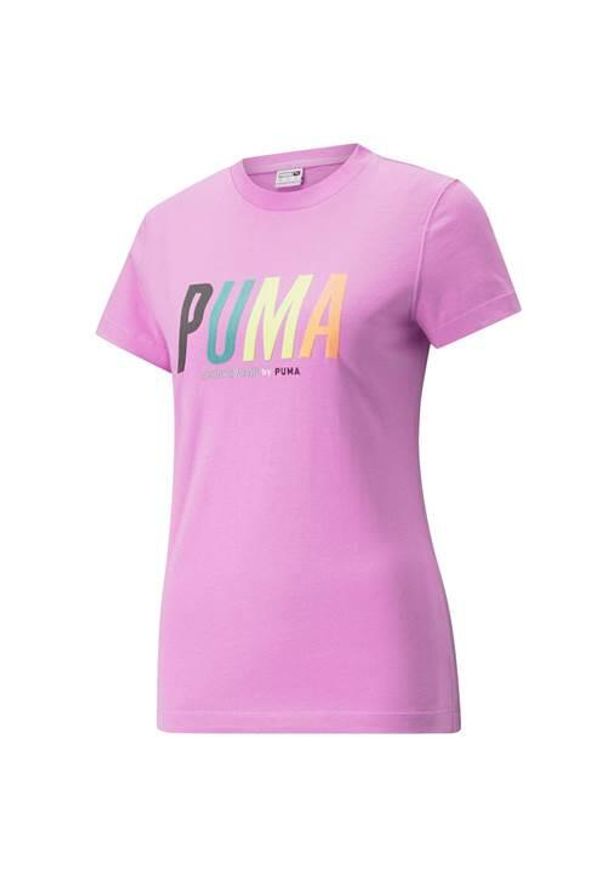 Koszulka treningowa damska Puma Swxp Graphic. Kolor: różowy. Długość rękawa: krótki rękaw. Długość: krótkie. Sport: bieganie