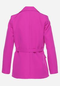 Born2be - Ciemnofioletowa Marynarka Jednorzędowa z Ozdobnym Paskiem i Klapami Orianella. Okazja: do pracy, na spotkanie biznesowe. Kolor: fioletowy. Materiał: jeans. Styl: elegancki, biznesowy #6
