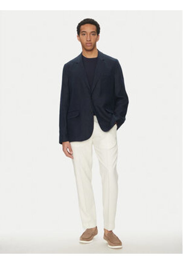 Michael Kors Marynarka CS5100TBEY Granatowy Slim Fit. Kolor: niebieski. Materiał: len