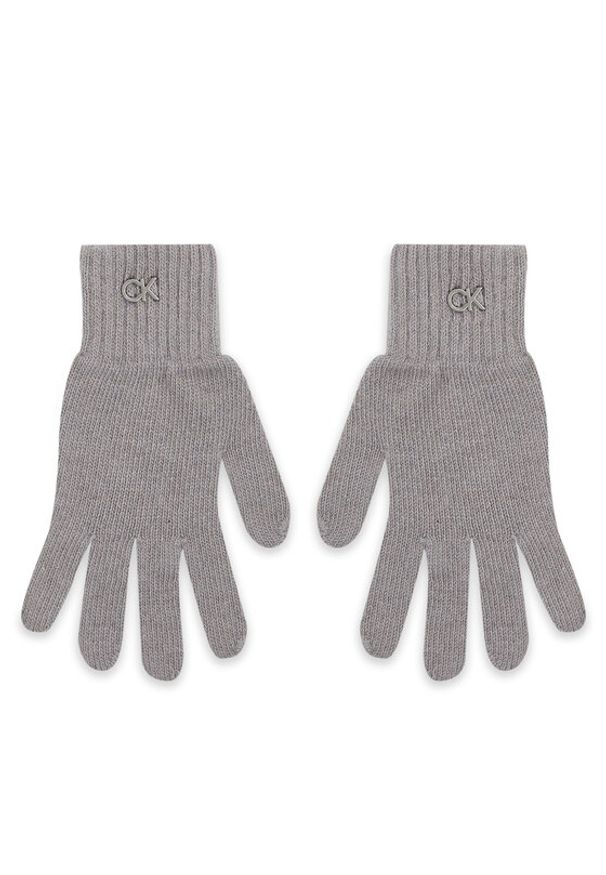 Calvin Klein Rękawiczki Damskie Re-Lock Knit Gloves K60K611164 Szary. Kolor: szary. Materiał: wiskoza