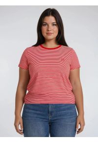 Big-Star - Koszulka damska w paski z haftem czerwona Zenaisa 603. Okazja: na co dzień. Kolor: czerwony. Materiał: dzianina, jeans. Wzór: haft, paski. Styl: klasyczny, casual, elegancki #4