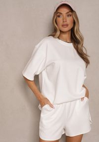 Renee - Biały Basicowy T-shirt z Bawełną Meronissea. Okazja: na co dzień. Kolor: biały. Materiał: bawełna. Styl: klasyczny, casual