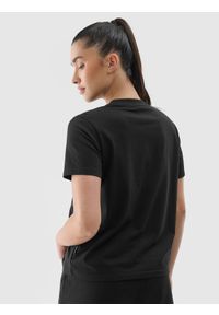 4f - 4F T-shirt regular z nadrukiem damski - czarny L. Okazja: na co dzień. Kolor: czarny. Materiał: bawełna, jersey, dzianina. Wzór: nadruk. Styl: sportowy, klasyczny, casual