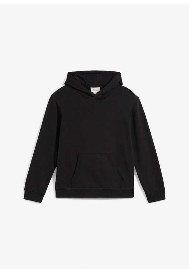 bonprix - Bluza z kapturem z miękkiej mieszanki bawełny. Typ kołnierza: kaptur. Kolor: czarny. Materiał: materiał, bawełna