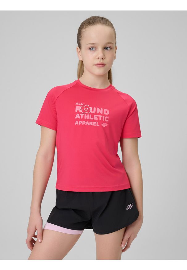 4f - 4F Koszulka sportowa szybkoschnąca dziewczęca - różowa 134/140 (8-10 lat). Kolor: różowy. Materiał: materiał. Sezon: lato. Styl: sportowy