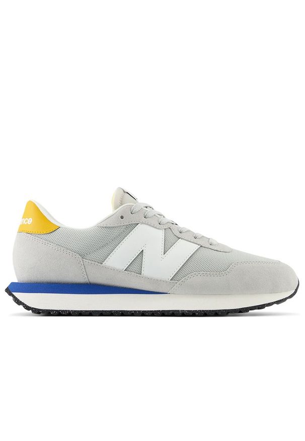 Buty New Balance MS237VH - szare. Okazja: na co dzień. Zapięcie: sznurówki. Kolor: szary. Materiał: guma, tworzywo sztuczne, zamsz. Szerokość cholewki: normalna