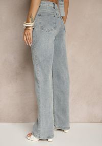 Renee - Jasnoniebieskie Jeansy High Waist z Szeroką Nogawką ErIdell. Okazja: na co dzień, na spotkanie biznesowe. Stan: podwyższony. Kolor: niebieski. Styl: biznesowy, elegancki, casual #3