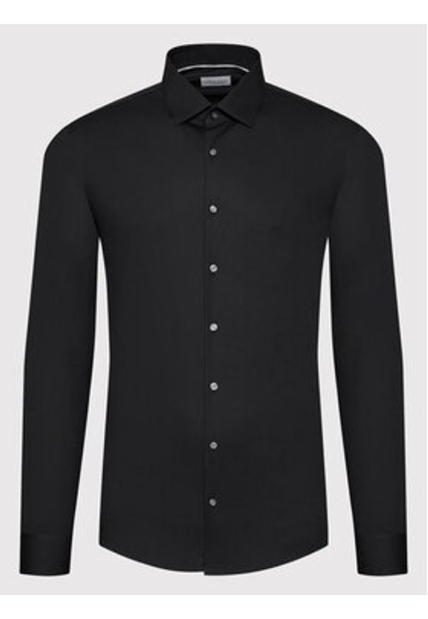 Calvin Klein Koszula Poplin K10K108229 Czarny Slim Fit. Kolor: czarny. Materiał: bawełna