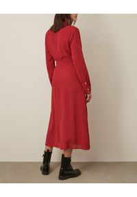 Marella - MARELLA - Czerwona sukienka koszulowa Display. Typ kołnierza: bez kołnierzyka. Kolor: czerwony. Materiał: wiskoza, elastan, materiał. Długość rękawa: długi rękaw. Typ sukienki: koszulowe. Długość: maxi #4