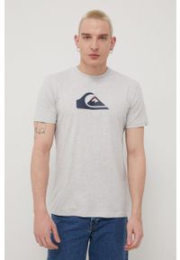 Quiksilver t-shirt bawełniany kolor szary z nadrukiem. Kolor: szary. Materiał: bawełna. Wzór: nadruk