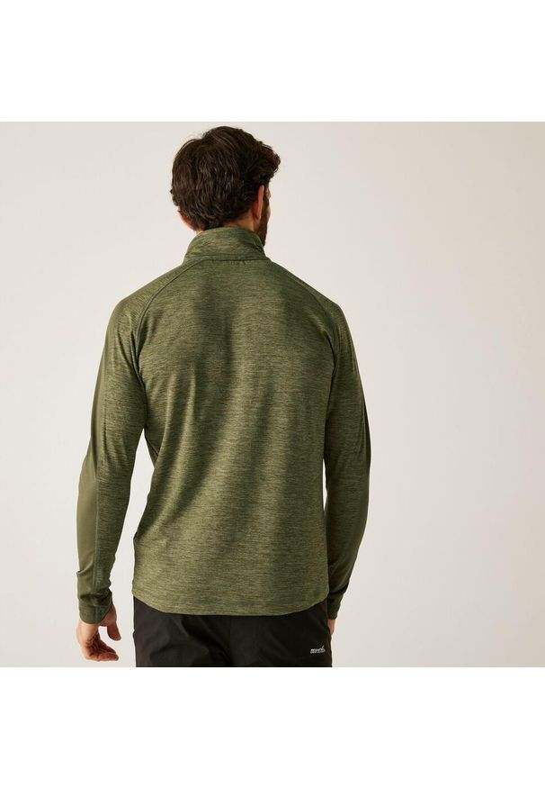 Regatta - Polar męski z suwakiem 1/2 Hepley. Kolor: zielony. Materiał: polar. Wzór: melanż. Sport: turystyka piesza