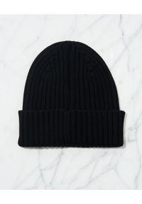 Givenchy - GIVENCHY - Czarna wełniana czapka beanie. Kolor: czarny. Materiał: wełna. Wzór: aplikacja, prążki #5