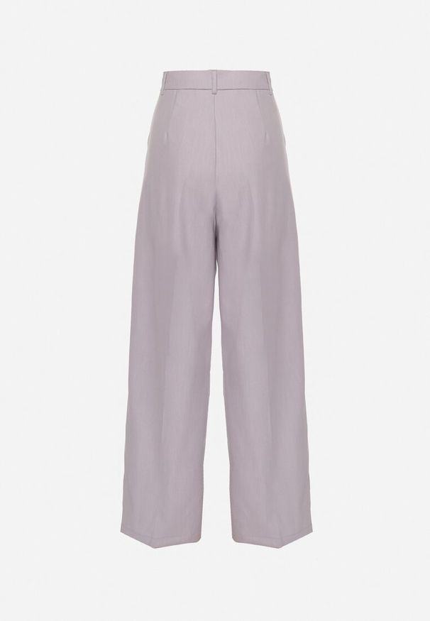 Born2be - Szare Eleganckie Spodnie w Garniturowym Stylu z Zakładkami Illthai. Kolor: szary. Styl: elegancki