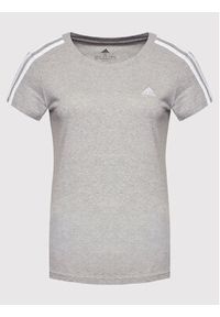 Adidas - adidas T-Shirt Loungewear Essentials 3-Stripes GL0785 Szary Slim Fit. Kolor: szary. Materiał: bawełna #5