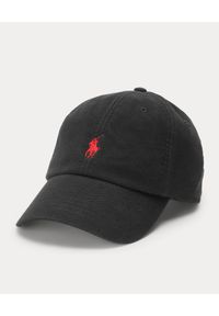 Ralph Lauren - RALPH LAUREN - Czarna czapka z daszkiem Pique. Kolor: czarny. Materiał: bawełna. Wzór: napisy, haft #3