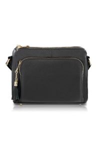 Listonoszka skórzana PAOLO PERUZZI Z-55-BLZ czarna. Kolor: czarny. Dodatki: z breloczkiem. Materiał: skórzane. Styl: casual, elegancki. Rodzaj torebki: na ramię #1