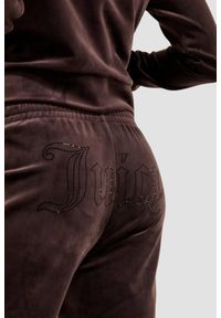 Juicy Couture - JUICY COUTURE Czekoladowe spodnie dresowe damskie z cyrkoniami Tina, Rozmiar S. Kolor: brązowy. Materiał: dresówka #3