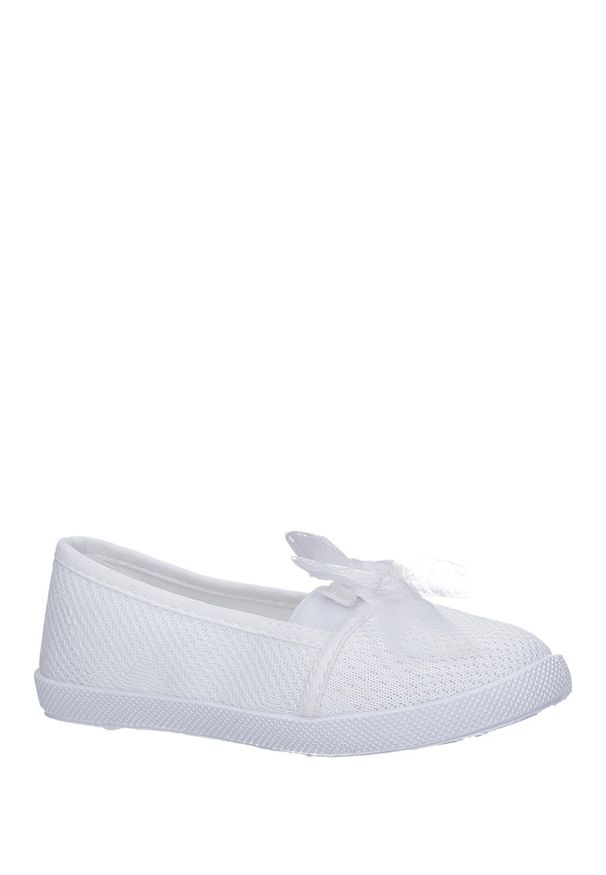 Casu - Białe trampki slip on z kokardką casu 3155. Zapięcie: bez zapięcia. Kolor: biały