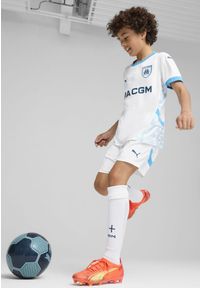 Puma - Młodzieżowe szorty Olympique Marsylia 24/25 PUMA White Bleu Azur Blue. Kolor: biały, wielokolorowy, niebieski. Sport: piłka nożna