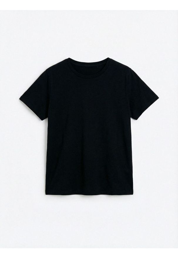 Sinsay - Bawełniana koszulka basic - czarny. Kolor: czarny. Materiał: bawełna