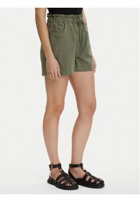 Tommy Jeans Szorty materiałowe DW0DW22227 Zielony ciemny Regular Fit. Kolor: zielony. Materiał: len #1