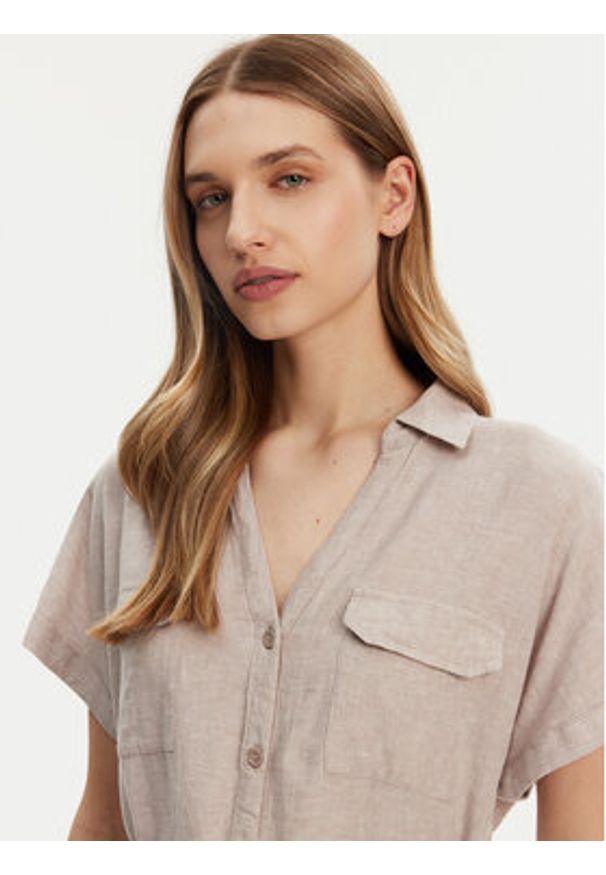 Vero Moda Sukienka letnia Linn 10323027 Szary Relaxed Fit. Kolor: szary. Materiał: len. Sezon: lato