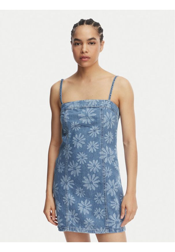 Roxy Sukienka jeansowa Dreamy Daze ERJDD03011 Niebieski Regular Fit. Kolor: niebieski. Materiał: bawełna