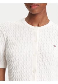 TOMMY HILFIGER - Tommy Hilfiger Kardigan WW0WW45707 Écru Slim Fit. Kolor: kremowy. Materiał: bawełna #3