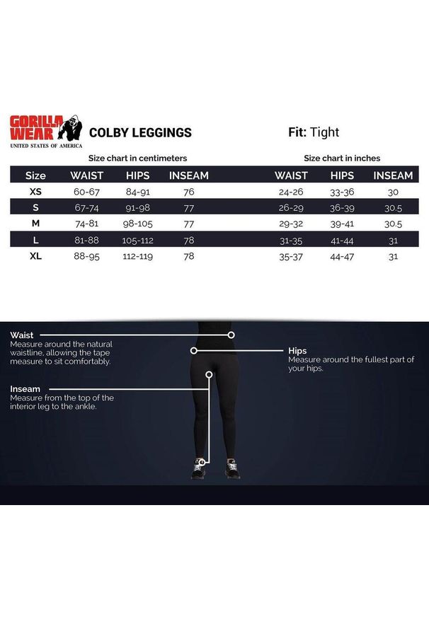 GORILLA WEAR - Colby Leginsy - Czarny. Kolor: czarny. Sport: fitness