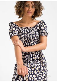 bonprix - Sukienka midi z czystej wiskozy. Kolor: niebieski. Materiał: wiskoza. Wzór: nadruk. Długość: midi #2