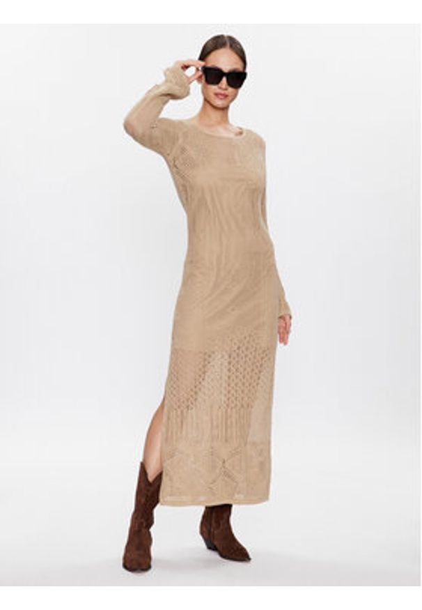 Herskind Sukienka codzienna Kennedy 4740921 Beżowy Slim Fit. Okazja: na co dzień. Kolor: beżowy. Materiał: bawełna. Typ sukienki: proste. Styl: casual