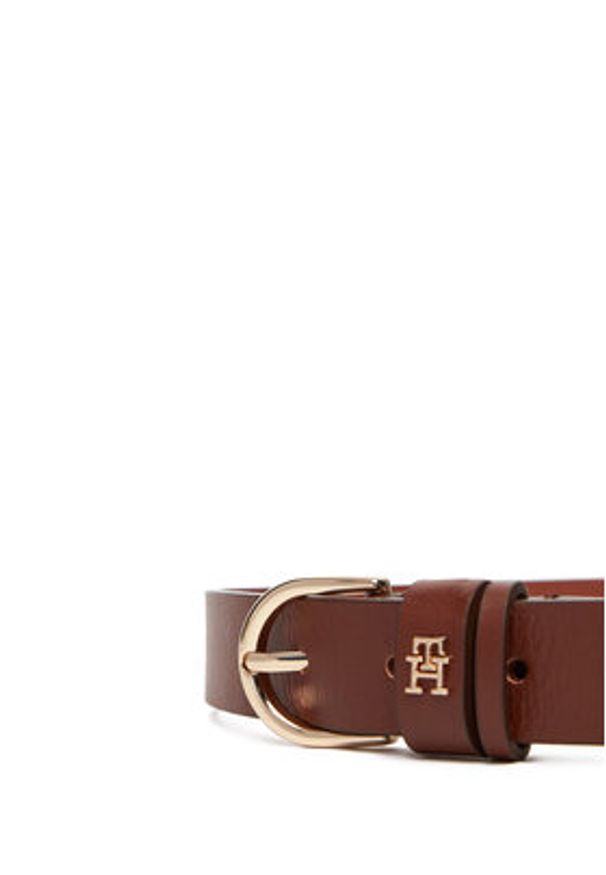 TOMMY HILFIGER - Tommy Hilfiger Pasek Damski Essential Effortless 2.5 Go AW0AW16836 Brązowy. Kolor: brązowy. Materiał: skóra