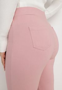 Born2be - Różowe Spodnie Skinny z Napami w Talii Elarian. Stan: podwyższony. Kolor: różowy. Wzór: aplikacja #5