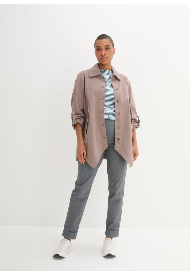 bonprix - Spodnie chinosy z bawełny, długość do kostki. Kolor: zielony. Materiał: bawełna