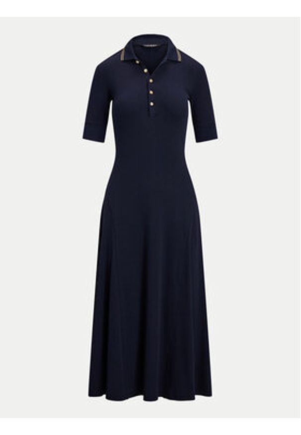 Lauren Ralph Lauren - LAUREN RALPH LAUREN Sukienka codzienna 200957638001 Granatowy Slim Fit. Okazja: na co dzień. Kolor: niebieski. Materiał: bawełna. Typ sukienki: proste. Styl: casual