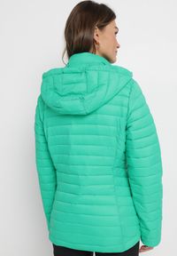 Born2be - Zielona Pikowana Kurtka z Odpinanym Kapturem Ebinia. Kolor: zielony #4