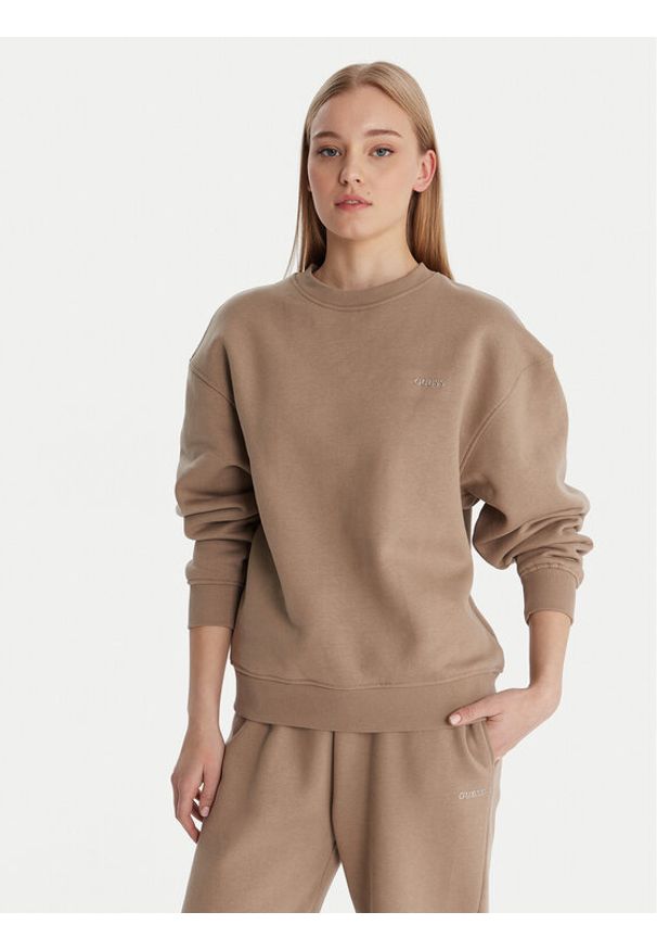 Guess Bluza V6RQ13 K9V31 Beżowy Regular Fit. Kolor: beżowy. Materiał: bawełna