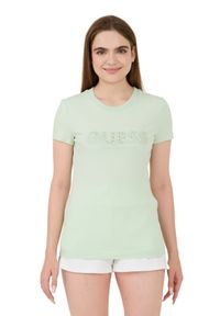 Guess - GUESS Ziełony t-shirt Sangallo Tee. Kolor: zielony #4